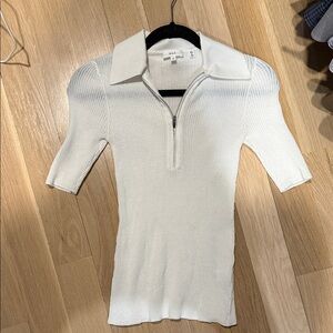 A.l.c cooper half zip short sleeve cotton shirt